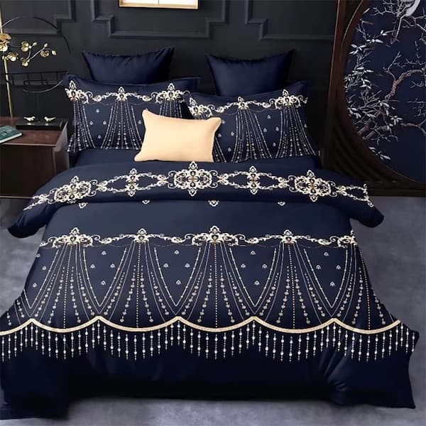 Shatex 2 Piece All Season Bedding Twin size Comforter Set, Ultra Soft Polyester Elegant Bedding Comforters-Blue