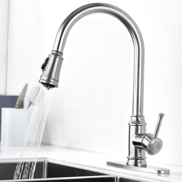 ruiling Grarcy Single-Handle Pull-Down Sprayer Kitchen Faucet with 2 Spray Mode in Stainless Steel