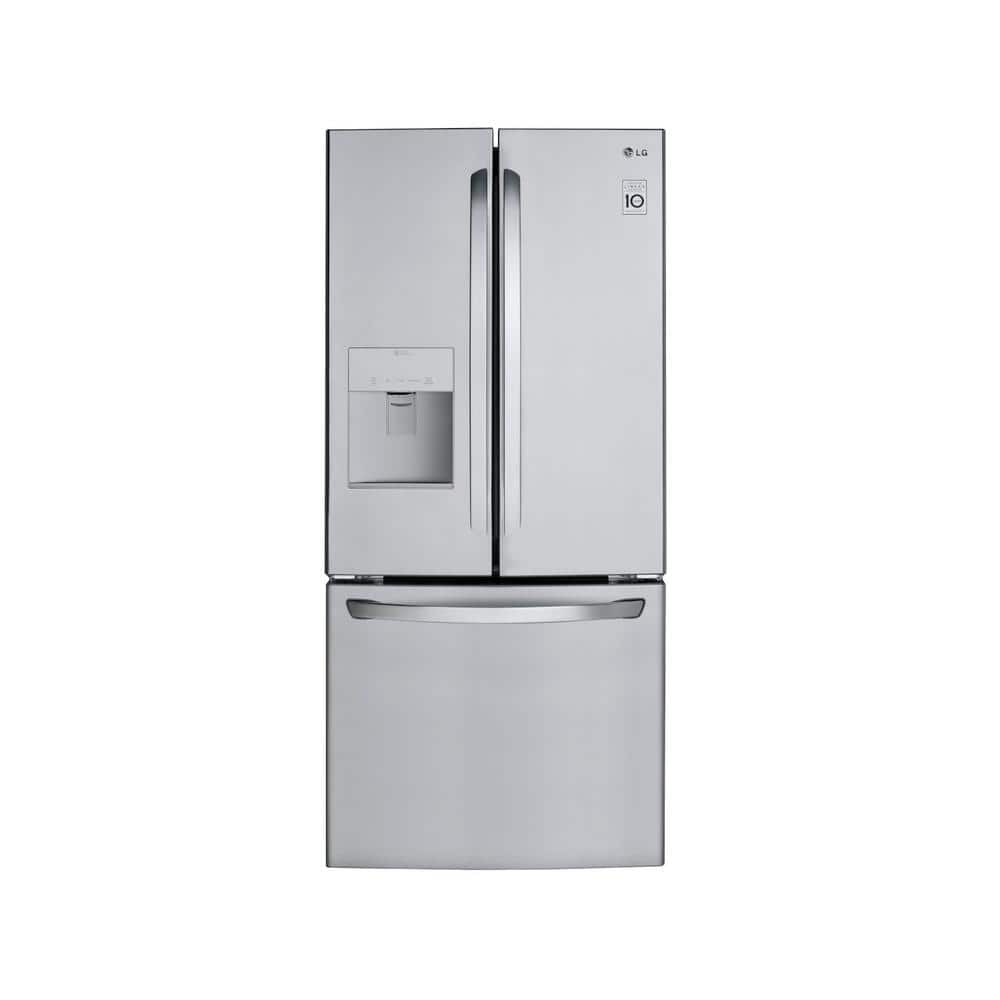 LG 30 in. W 22 cu. ft. French Door Refrigerator with Water Dispenser in Stainless Steel, Silver