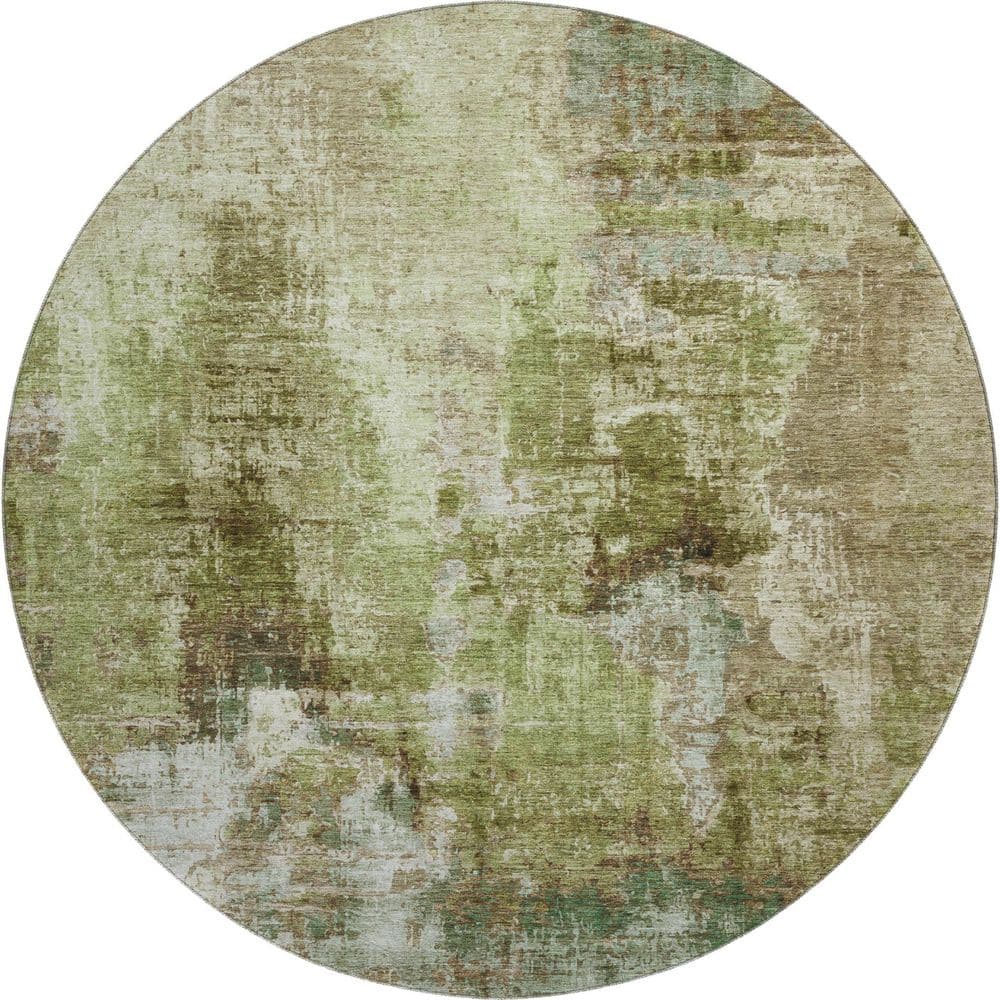 Mayfield Premium Machine Washable Abstract AMF2300 Aloe 8 ft. x 8 ft. Round Rug price history on PriceWatchPro