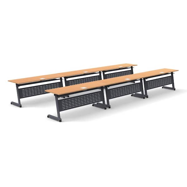 Training Seminar Tables 12 Person 216 in W x 96 in D Rectangular area Color Beech Desks with power charging 5069