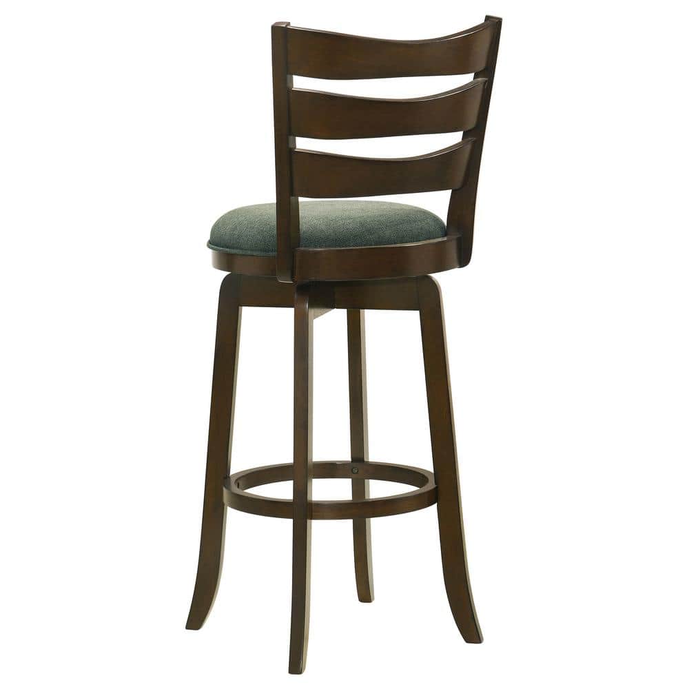 Hunter Green Swivel Wood Bar Stool with Ladder Back