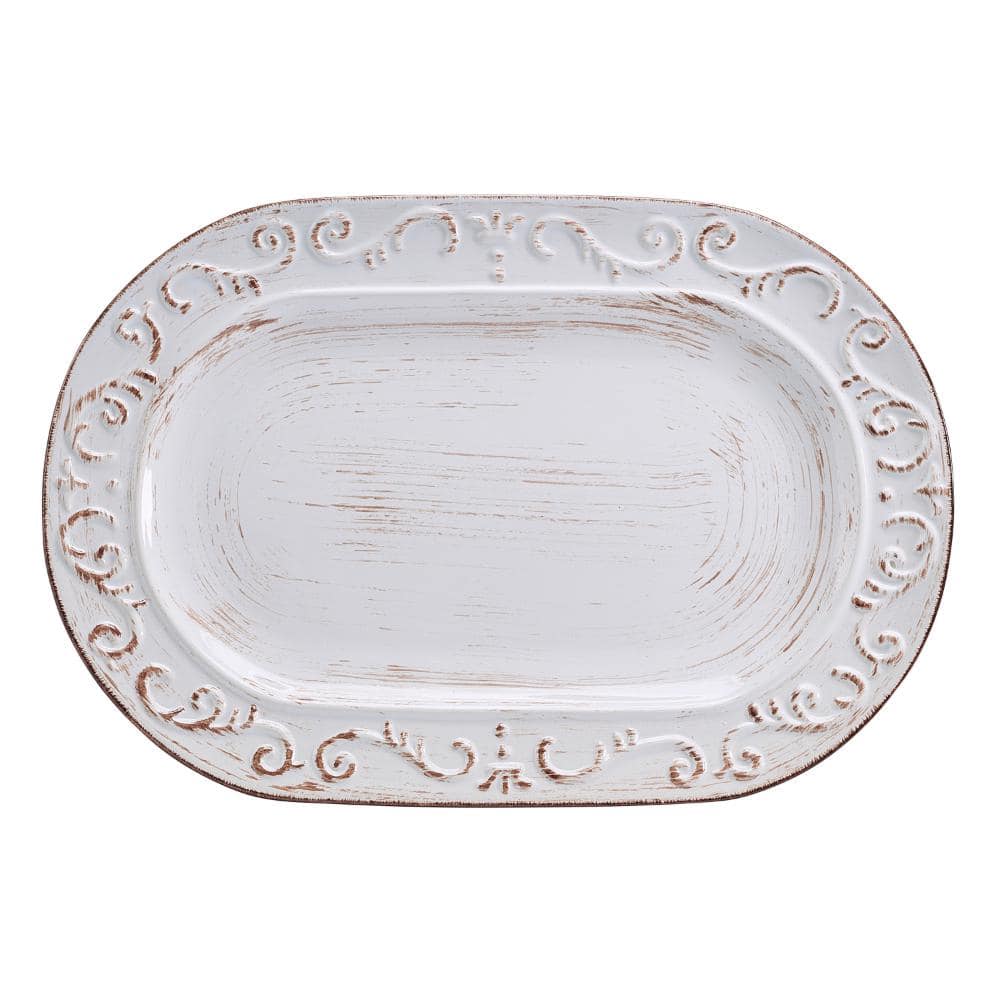Pfaltzgraff Trellis 13.8 in. Oval Stoneware Platter (Set of 1)