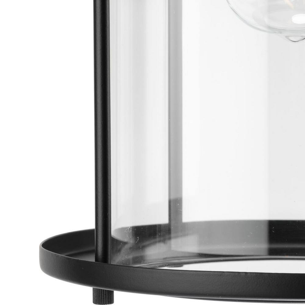 Matte Black Cylinder Outdoor Wall Lantern with Clear Glass