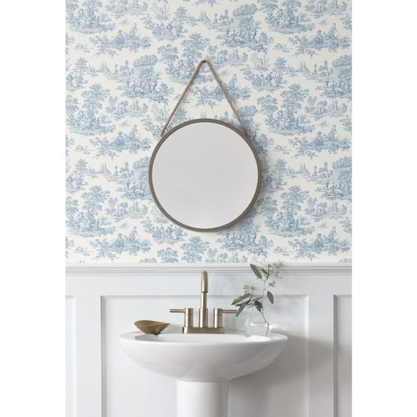NextWall Blue Bell Chateau Toile Vinyl Peel and Stick Wallpaper