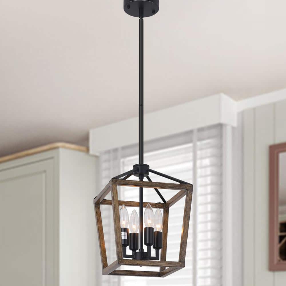 4-Light Rustic Farmhouse Farmhouse Lantern Hanging Pendant Light
