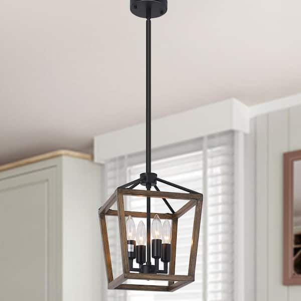 GoYeel 4-Light Rustic Farmhouse Farmhouse Lantern Hanging Pendant Light ...