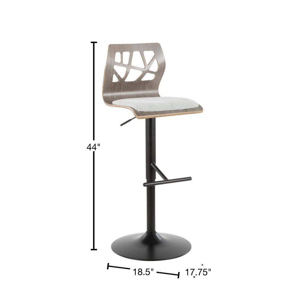 Gray Walnut Adjustable Swivel Barstool with Cut-Out Backrest
