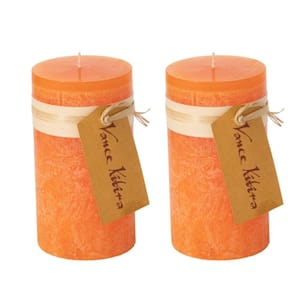 6" Tangerine Timber Pillar Candles (Set of 2)