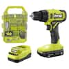 RYOBI ONE+ 18V Cordless 1/2 in. Drill/Driver Kit with 1.5 Ah Battery, Charger, and Drill and Impact Drive Kit (40-Piece) PCL206K1-A98401