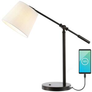 Troy 24 in. Classic Contemporary Iron LED Task Lamp with USB Charging Port, Oil Rubbed Bronze
