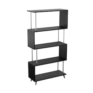 Beckerman 60.5 in. Asymmetrical 5 Shelf Black Bookcase