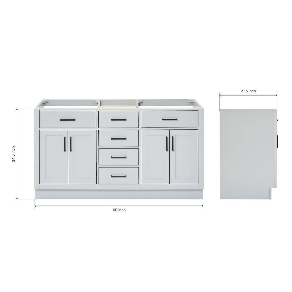 Gray 60'' Double Freestanding Hardwood Vanity Base