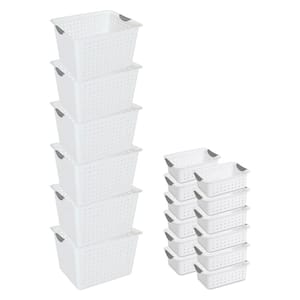 16 in. H x 13.13 in. W x 10 in. D White Plastic Cube Storage Bin 6-Pack