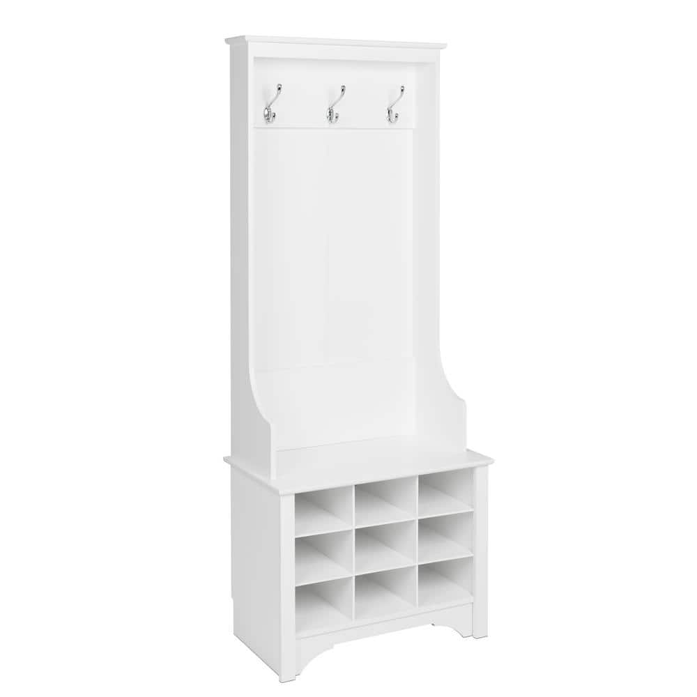 Prepac White Narrow Hall Tree with 9 Shoe Cubbies WSOG-0012-1 - The ...