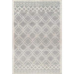 Natti Contemporary Trellis Ivory Doormat 3 ft. x 5 ft. Area Rug