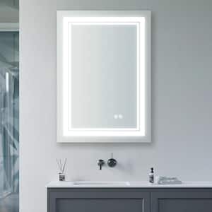20 in. W x 28 in. H Rectangular Frameless Wall Mount Bathroom Vanity Mirror in Silver with LED Light Anti-Fog