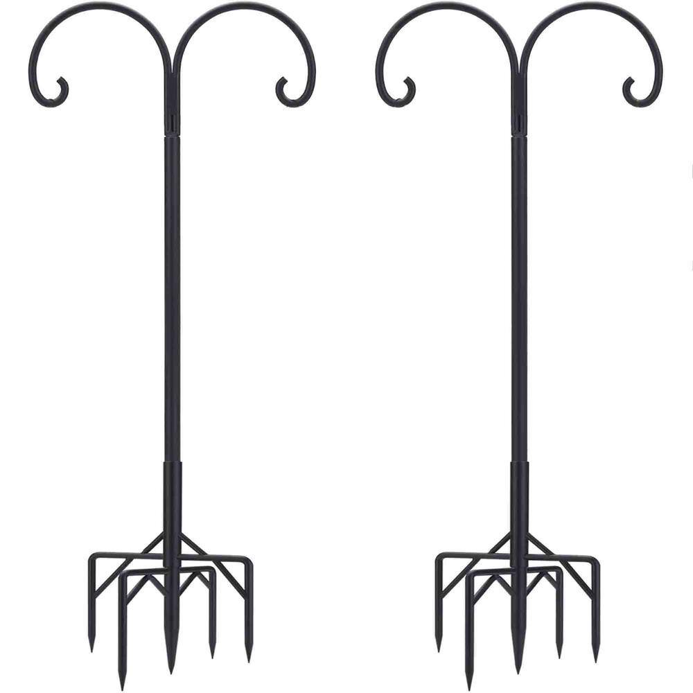78 in. Black Metal Double Shepherd Hook (2-Pack)