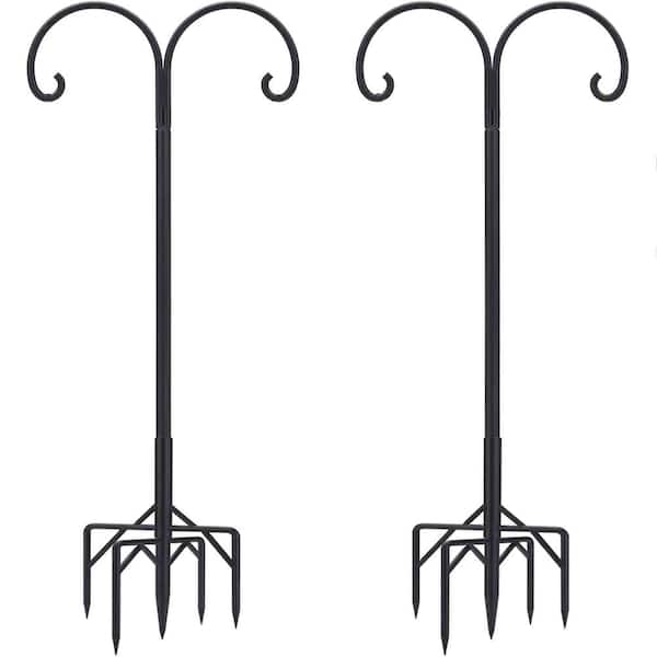 Unbranded 78 in. Black Metal Double Shepherd Hook (2-Pack)