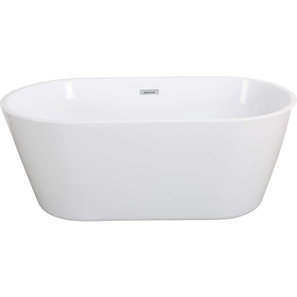 59 in. x 31.1 in. Acrylic Flatbottom Non-Whirlpool Bathtub in White Classic Oval Shape Soaking Tub with Chrome Overflow price history on PriceWatchPro