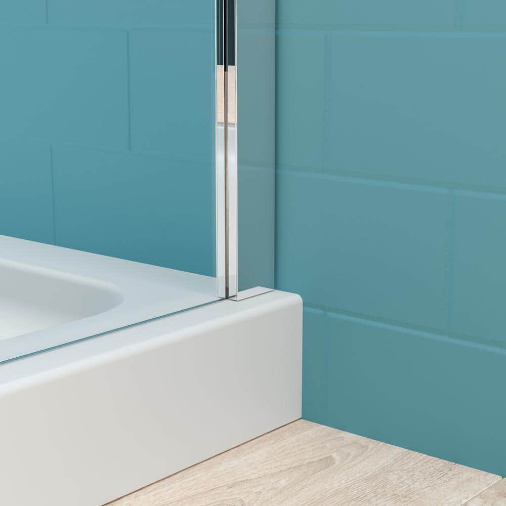 36" Chrome Neo-Angle Frameless Pivot Shower Door with Clear Glass