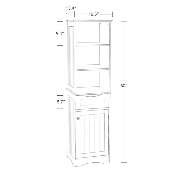 RiverRidge Ashland 16.54-in x 60.04-in x 13.39-in White Freestanding Linen  Cabinet in the Linen Cabinets department at