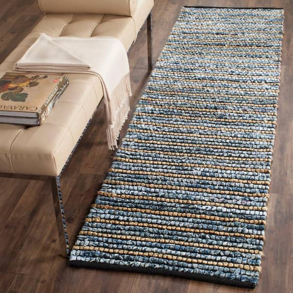 Cape Cod Blue/Natural 2 ft. x 8 ft. Striped Runner Rug