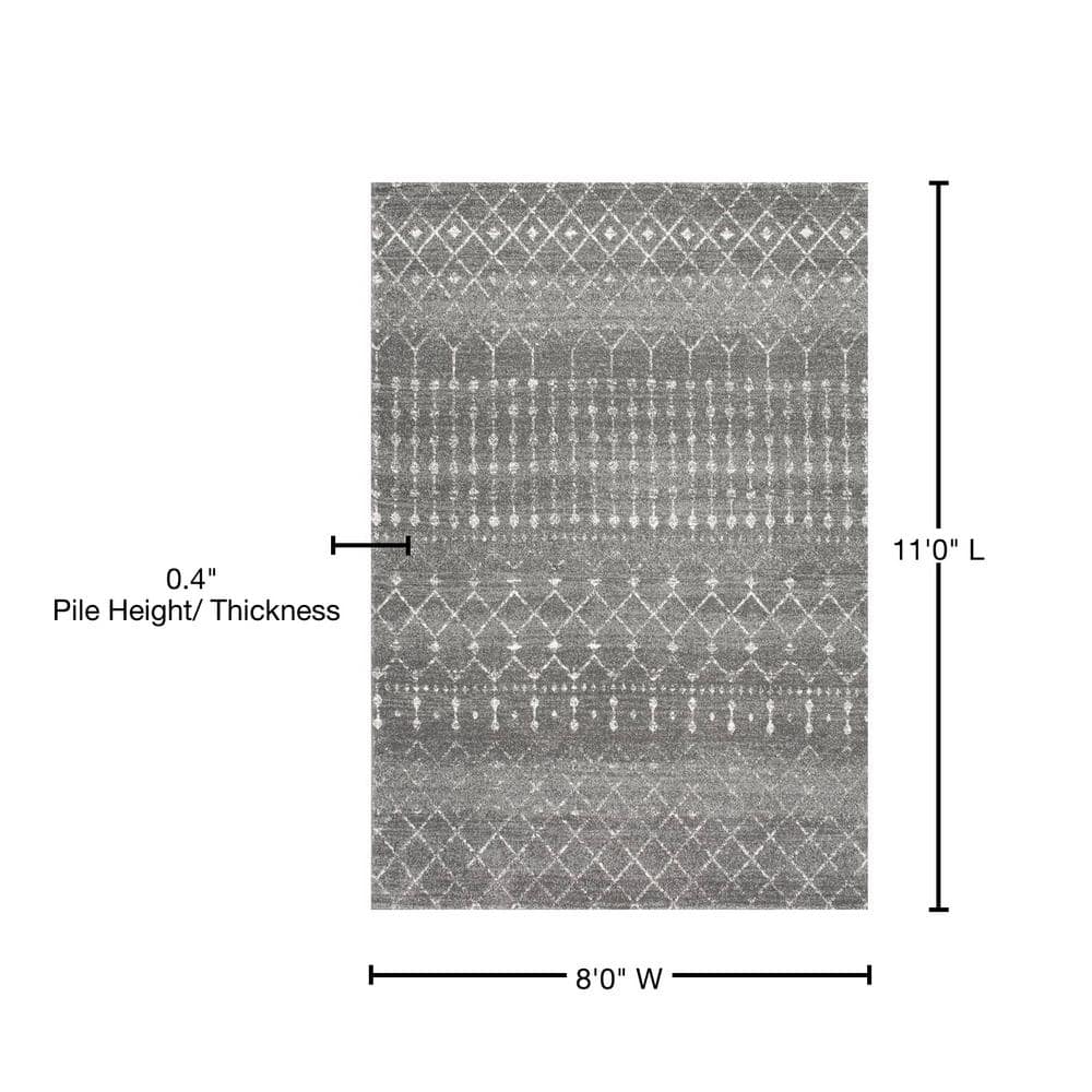 Dark Gray Moroccan Trellis Reversible Area Rug, 8' x 11'