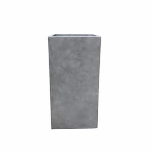 28 in. H Square Natural Concrete/Fiberglass Indoor Outdoor Modern Seamless Tall Planter