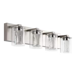 24 in. 4-Light Brushed Nickel Integrated LED Bathroom Vanity Light Fixture Dimmable with White/Neutral/Warm Light