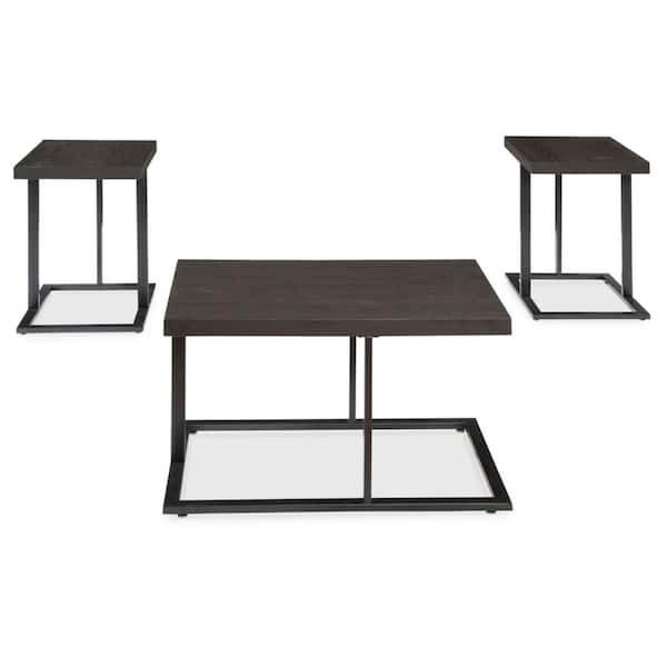 Signature Design By Ashley Airdon 36 in. Gray Rectangle MDF Coffee Table (Set of 3)
