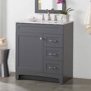 Thornbriar 31 in. W x 22 in. D x 37 in. H Single Sink Freestanding Bath Vanity in Cement with White Cultured Marble Top