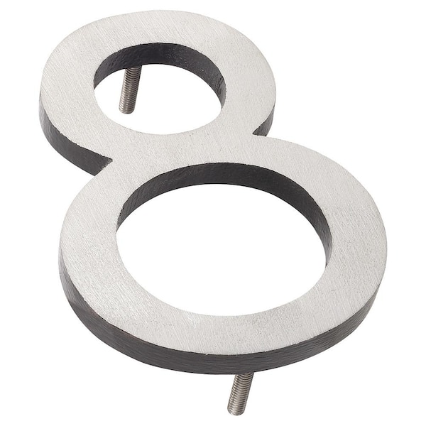 Montague Metal Products 10 in. Satin Nickel/Black 2 Tone Aluminum Floating or Flat Modern House Number 8