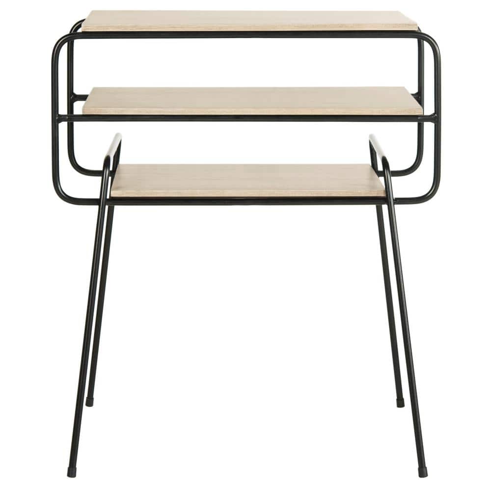 Marcel Beige Wood and Metal Rectangular End Table