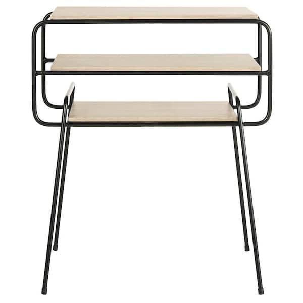 SAFAVIEH Marcel Light Oak and Black Storage End Table