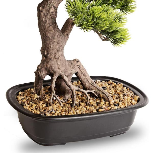 Artificial 20 in. Bonsai Pine Tree in Ceramic Pot, Faux Juniper