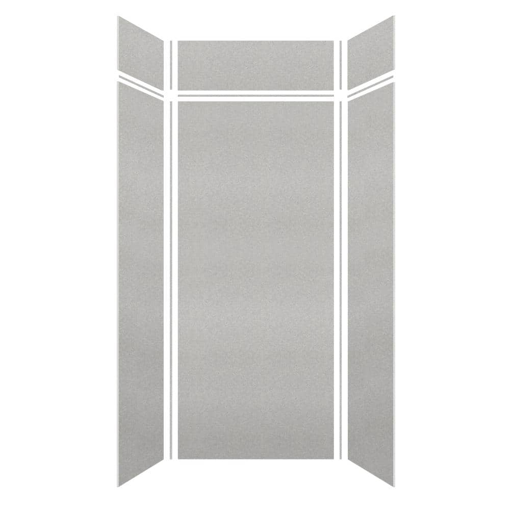 Saramar 36 in. W x 96 in. H x 36 in. D 6-Piece Glue to Wall Alcove Shower Wall Kit with Extension in Grey Beach Velvet price history on PriceWatchPro