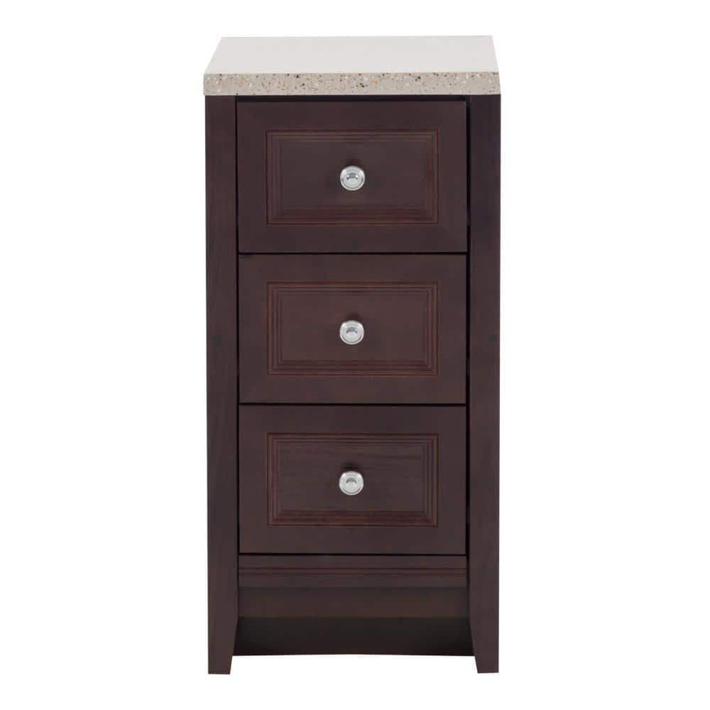 Glacier Bay Delridge Freestanding Bath Vanity 14 in. W x 17 in. D x 30 in. H in Chocolate with Caramel Cultured Marble Top 