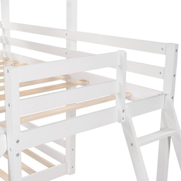 L Shaped Twin Over Triple Bunk Bed, Triple Bunk Bed With Slide