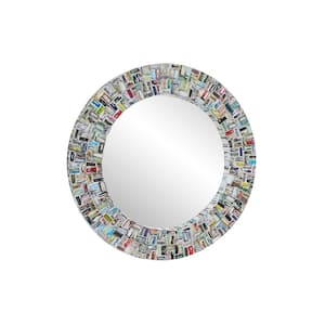 47 in. x 38 in. Multi GLASS Eclectic Round Wall Mirror