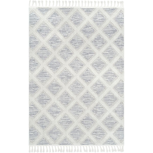 Catalina Shaggy Trellis Cream 6 ft. 7 in. x 9 ft. Indoor Area Rug