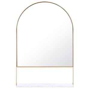 Yuriko 24 in. W x 36 in. H Iron Arch Modern Gold Shelf Mirror