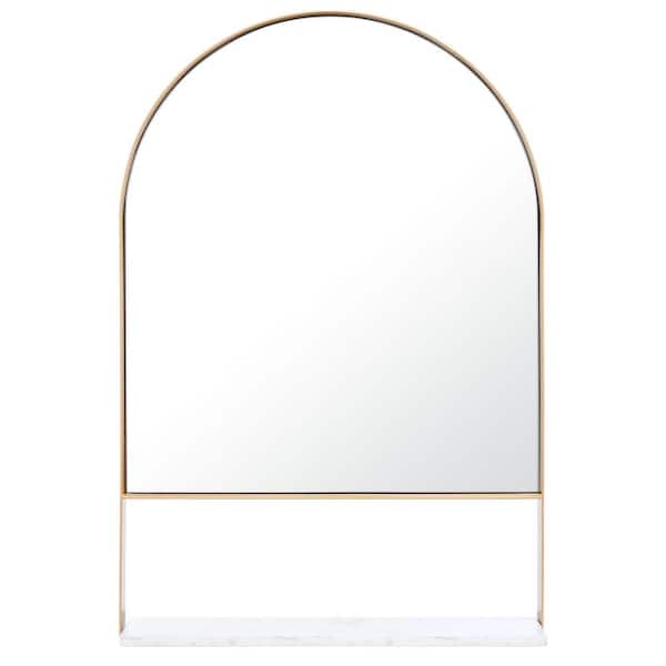 SAFAVIEH Yuriko 24 in. W x 36 in. H Iron Arch Modern Gold Shelf Mirror