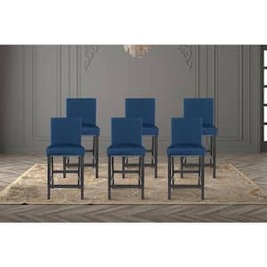New Classic Furniture Celeste Blue Velvet Fabric Counter Side Chair with Nailhead Trim (Set of 6)