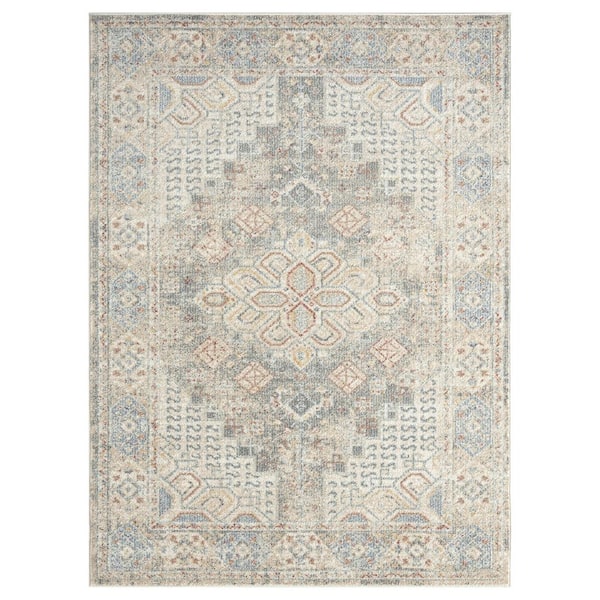 Abani Milas Cream 6 ft. x 9 ft. Oriental Polypropylene Area Rug