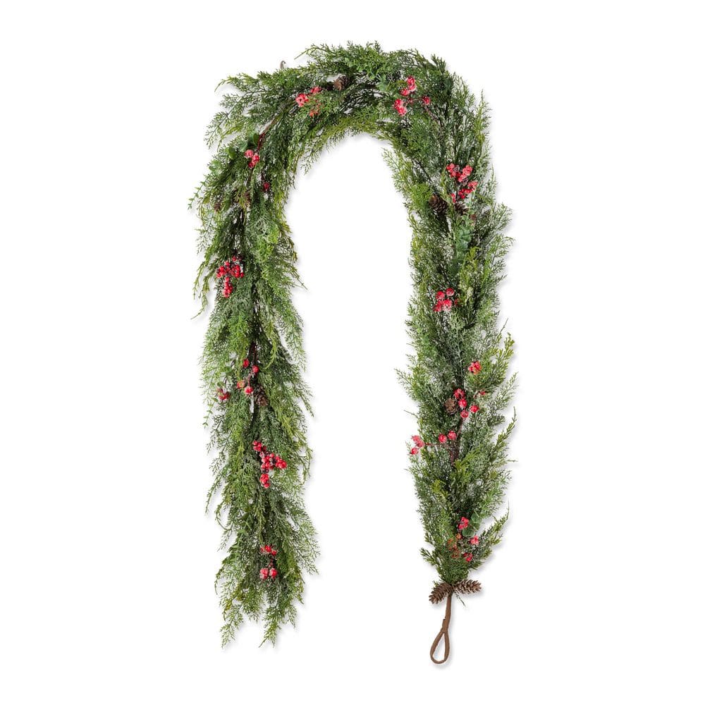 9 ft. Christmas Greenery Frosted PE Dripping Garland with Pinecones and Red Berries price history on PriceWatchPro