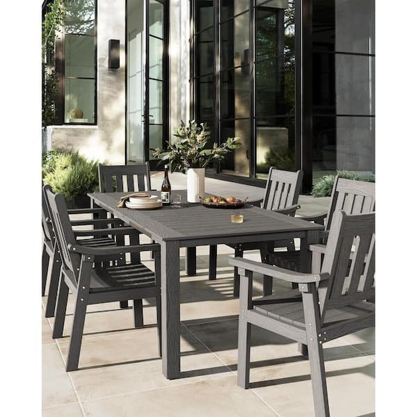 Mximu 67 in. Grey Plastic Outdoor Patio Dining Table for 4-6