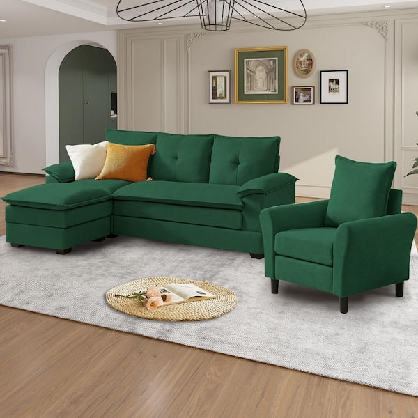 オットマン・スツール Ottoman sofa - Green Amazon.com: JURMALYN Green Corduroy Chaise Longue with