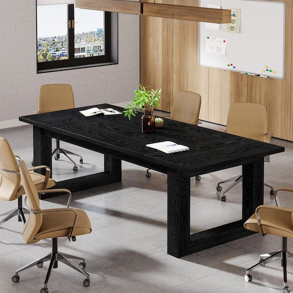 BYBLIGHT Moronia 63 in. Minimalist Modern Black Rectangular Conference Table, Sleek Office Furniture, Professional Meeting Desk