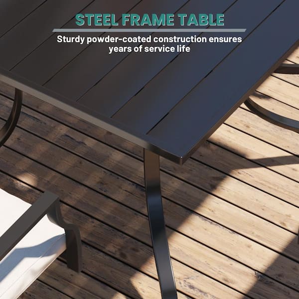 Mondawe 8-Piece Steel Textiliene Swivel Chair Square Table